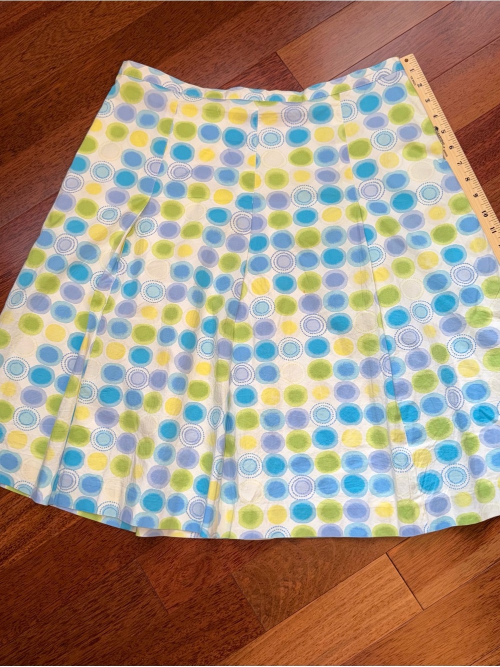Rafaella A-Line Skirt in White with Blue and Green Dot Pattern - Picture 5 of 5